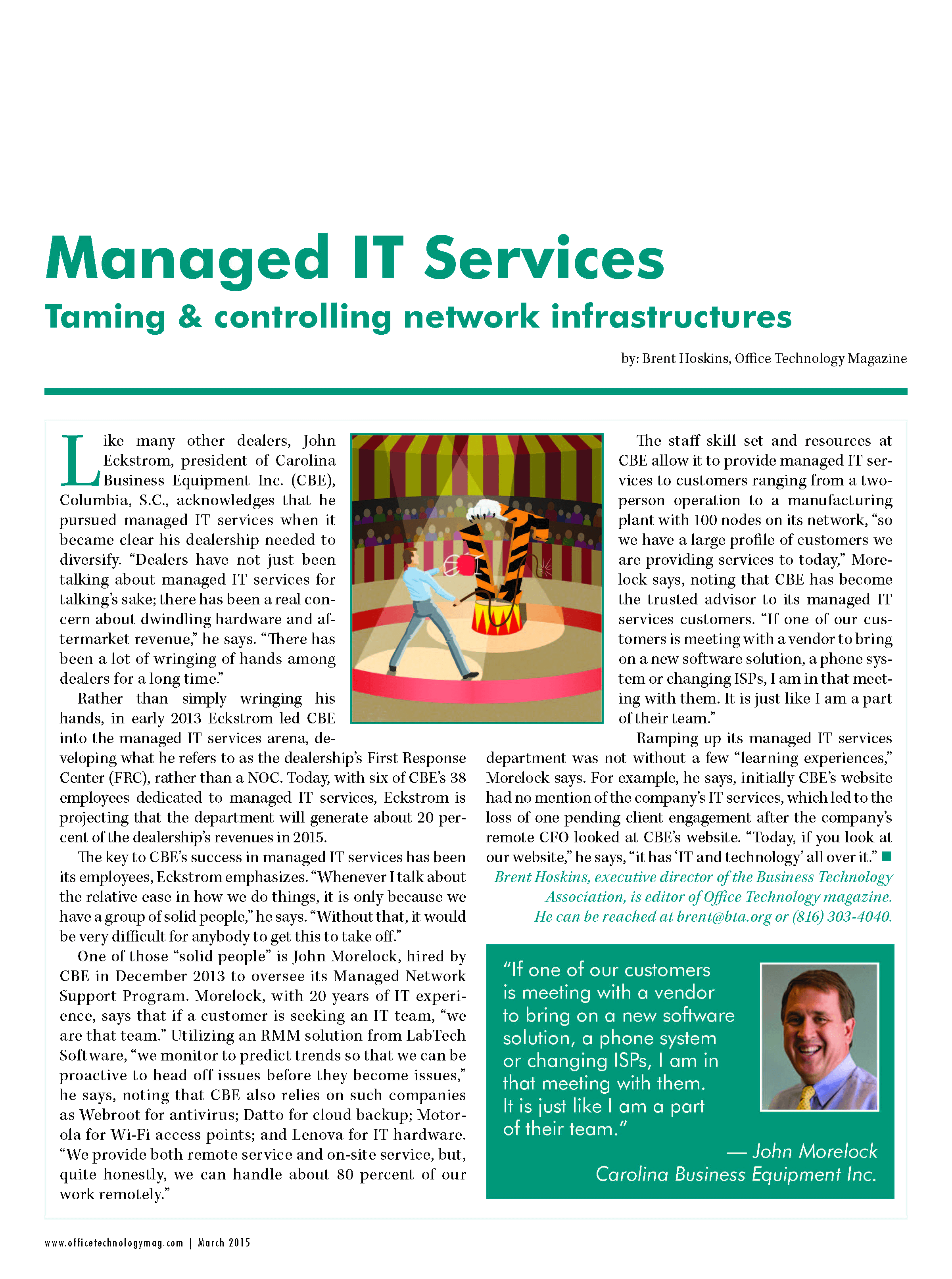 Cover Story of Office Technology Magazine, March 2015